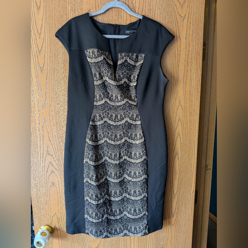 Connected Apparel Black Dress With Lace Design | 16